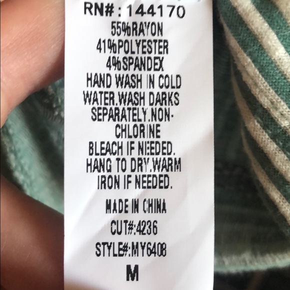 Green and white stripe twist knot front shirt - Picture 2 of 5